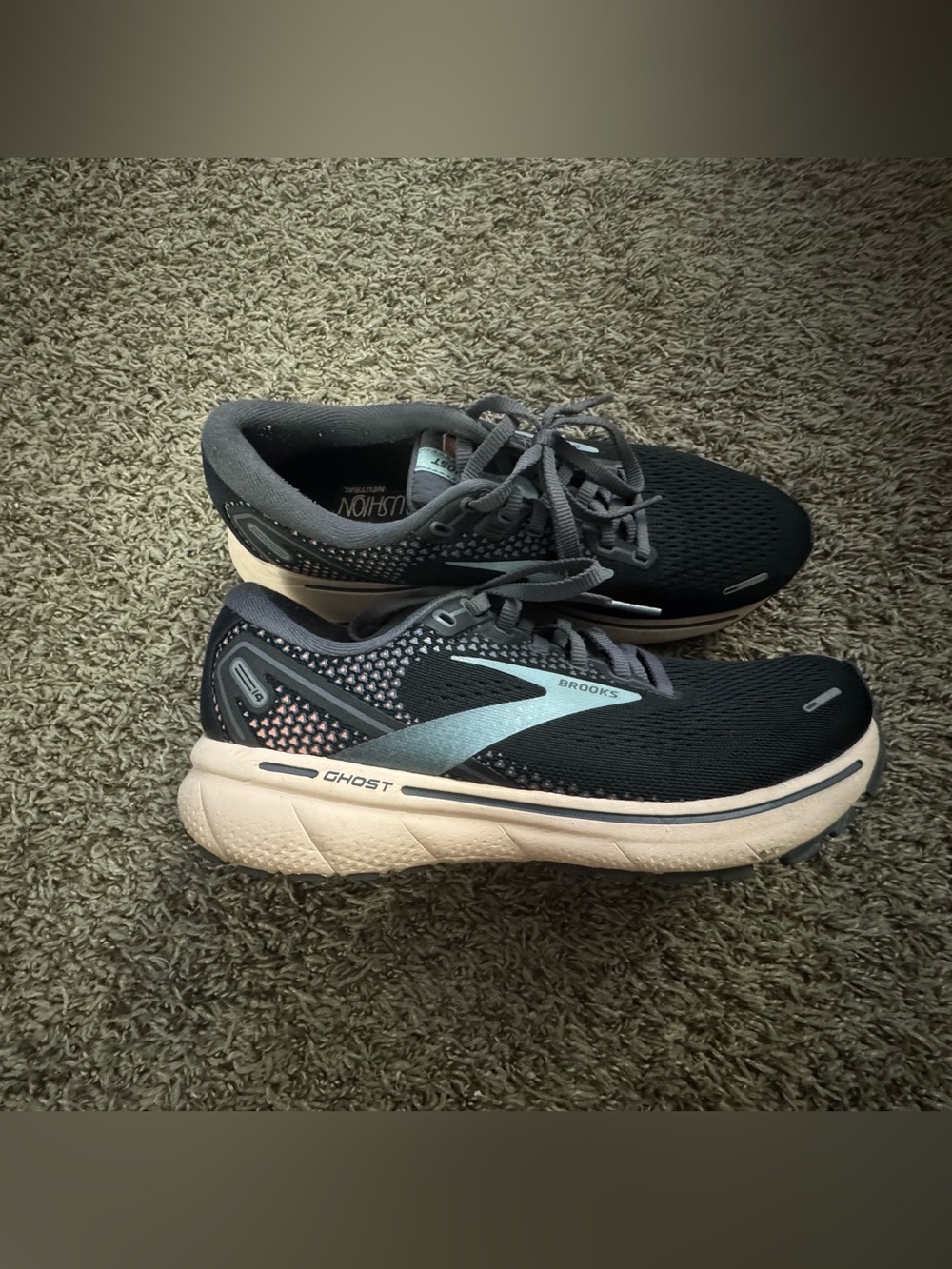 Brooks Ghost Running Shoes - Black with Cream Midsole